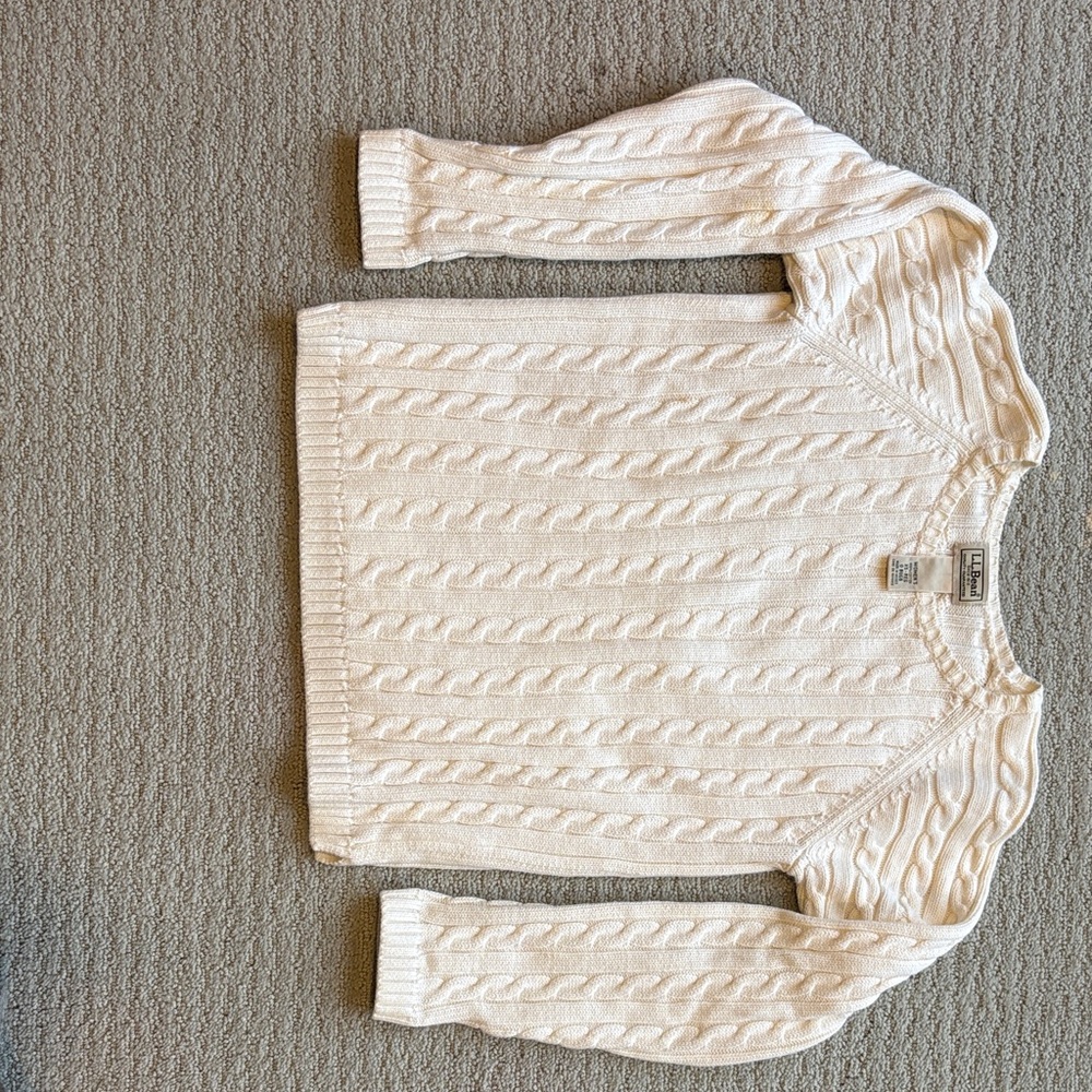 L.L. Bean Women's Ivory Cable Knit Sweater